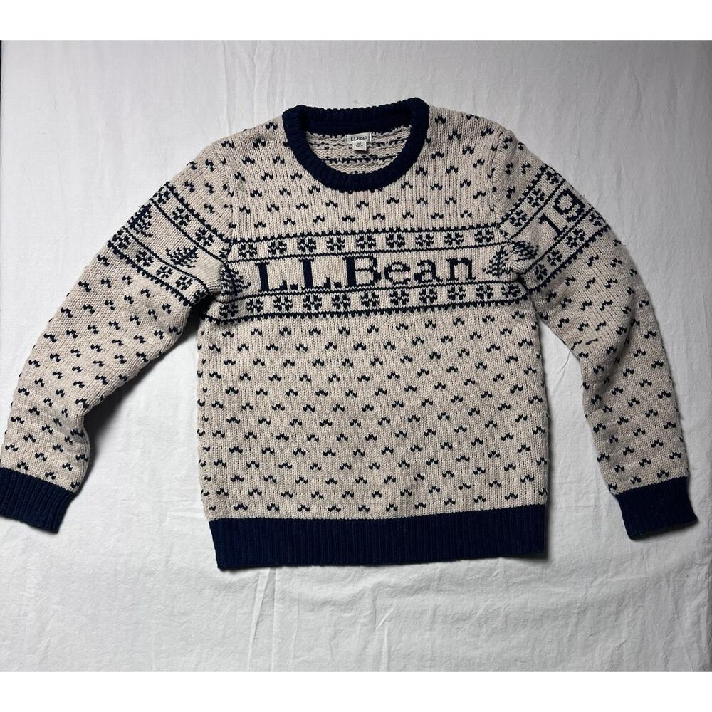 LL Bean Nordic Fair Isle Sweater XS Wool Cabin Cozy Fisherman Preppy Winter